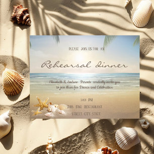 Invitation Palmiers Plage du coucher de soleil Coquillages D
