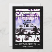 Invitation Palmiers Plage Tropical Violet Glam (Devant)
