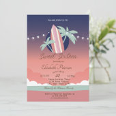 Invitation Palmiers, Planche de Surf Fête Douce 16 ans (Debout devant)