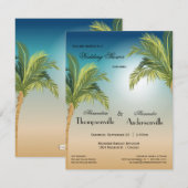 Invitation Palmiers Romantiques Sur La Plage Au Coucher Du So (Devant / Derrière)