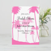 Invitation Palmiers roses chauds Fête des mariées tropicale (Debout devant)