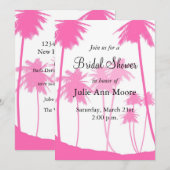 Invitation Palmiers roses chauds Fête des mariées tropicale (Devant / Derrière)