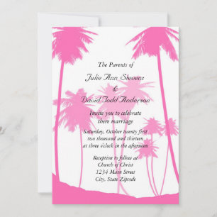 Invitation Palmiers roses chauds Mariage tropical