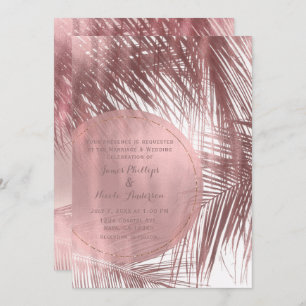 Invitation Palmiers roses et bleus Roses Mariage tropical