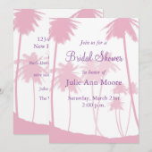 Invitation Palmiers roses Fête des mariées tropicale (Devant / Derrière)