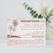 Invitation palmiers roses réception de mariage tropicale sur  (Debout devant)