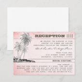 Invitation palmiers roses réception de mariage tropicale sur  (Devant / Derrière)