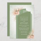 Invitation Palmiers séchés Sage Green et Mariage blush (Devant / Derrière)