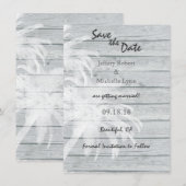Invitation Palmiers sur la plage de bois Mariage Enregistrer (Devant / Derrière)