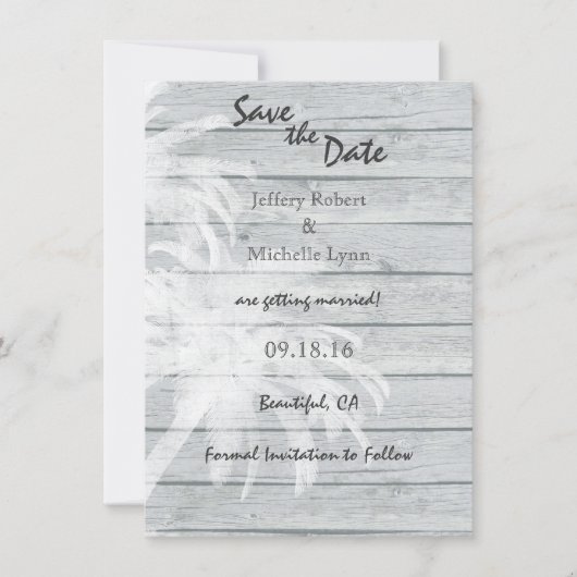 Invitation Palmiers sur la plage de bois Mariage Enregistrer (Devant)