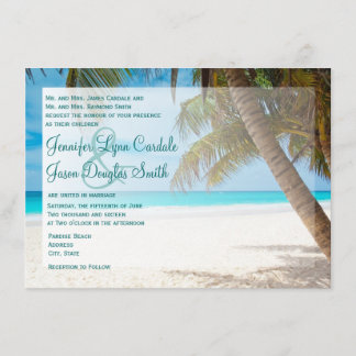 Invitation Palmiers sur la plage Destination Wedding Invitati