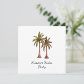 Invitation Palmiers Tropical Summer Gold Pool Party (Debout devant)