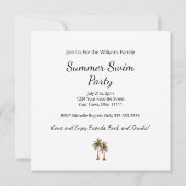 Invitation Palmiers Tropical Summer Gold Pool Party (Dos)