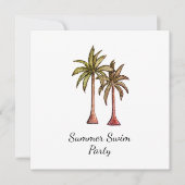Invitation Palmiers Tropical Summer Gold Pool Party (Devant)