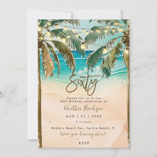Invitation Palmiers tropicaux 60e anniversaire (Devant)