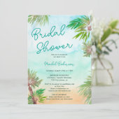 Invitation Palmiers tropicaux aquarelle plage nuptiale (Debout devant)