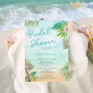 Invitation Palmiers tropicaux aquarelle plage nuptiale