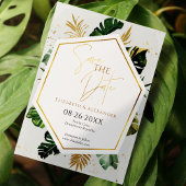 Invitation Palmiers Tropicaux Arbres Gilded Script Enregistre