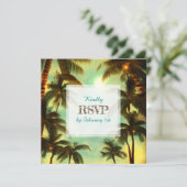 Invitation Palmiers tropicaux au Mariage du coucher du soleil (Debout devant)