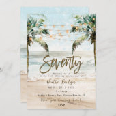 Invitation Palmiers tropicaux de plage 70e anniversaire (Devant / Derrière)