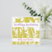 Invitation Palmiers tropicaux Design Plage Mariage (Debout devant)