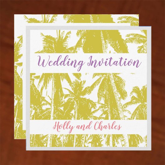 Invitation Palmiers tropicaux Design Plage Mariage