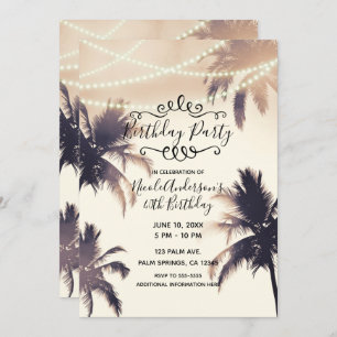 Invitation Palmiers tropicaux et lumières Crème fête d'annive