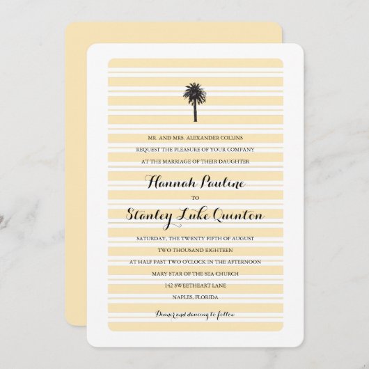 Invitation Palmiers tropicaux et tripes| Mariage (Devant / Derrière)