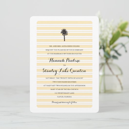 Invitation Palmiers tropicaux et tripes| Mariage (Debout devant)