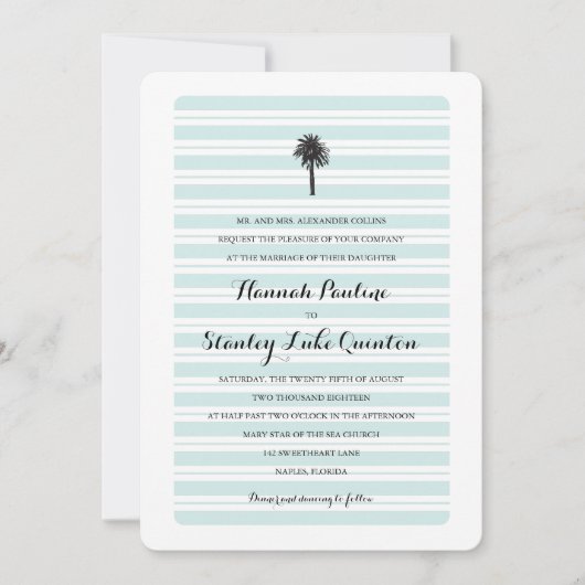 Invitation Palmiers tropicaux et tripes| Mariage (Devant)