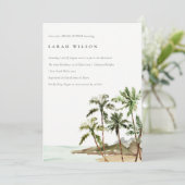 Invitation Palmiers tropicaux Fête des mariées de sable de pl (Debout devant)