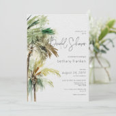 Invitation Palmiers tropicaux Fête des mariées moderne (Debout devant)