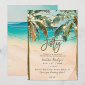 Invitation Palmiers tropicaux fête du 50e anniversaire (Devant / Derrière)