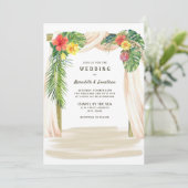 Invitation Palmiers tropicaux Floral Arbor Beach Mariage (Debout devant)