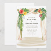 Invitation Palmiers tropicaux Floral Arbor Beach Mariage (Devant / Derrière)