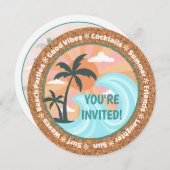 Invitation Palmiers Tropicaux Hawaiiens Sur Faux Cork (Devant / Derrière)