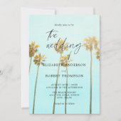 Invitation Palmiers tropicaux Mariage de plage côtière rétro (Devant)