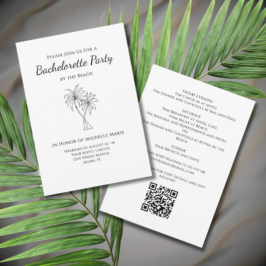 Invitation Palmiers tropicaux Moderne Bachelorette Week-end