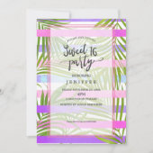 Invitation Palmiers tropicaux moderne violet rose doux 16 (Devant)