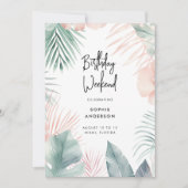 Invitation Palmiers tropicaux modernes Anniversaire Week-end (Devant)
