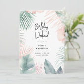 Invitation Palmiers tropicaux modernes Anniversaire Week-end (Debout devant)