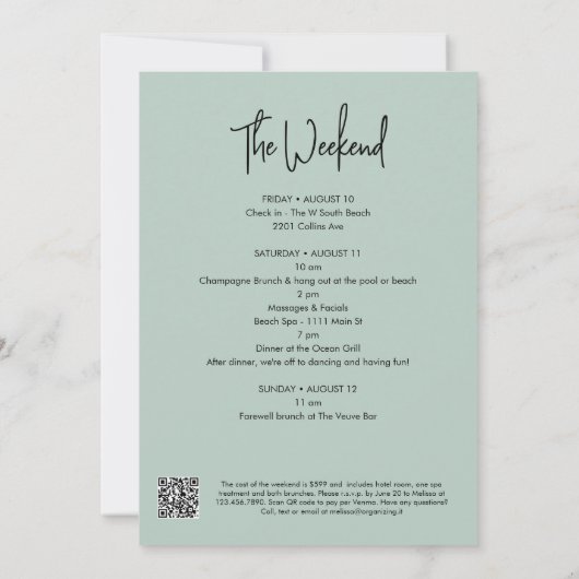 Invitation Palmiers tropicaux modernes Anniversaire Week-end (Dos)