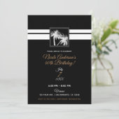 Invitation Palmiers tropicaux Noir Blanc Moderne Anniversaire (Debout devant)