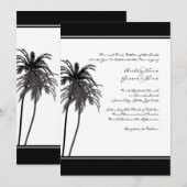 Invitation Palmiers tropicaux noirs et blancs (Devant / Derrière)