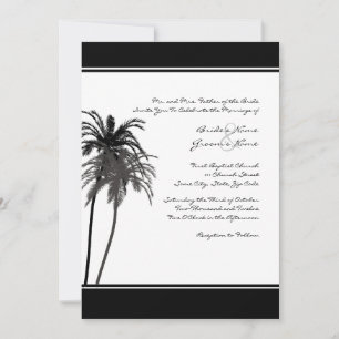 Invitation Palmiers tropicaux noirs et blancs