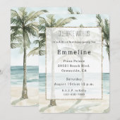 Invitation Palmiers tropicaux Ocean Beach Anniversaire (Devant / Derrière)