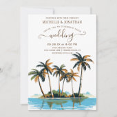 Invitation Palmiers tropicaux Plage Destination Mariage (Devant)