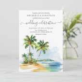 Invitation Palmiers tropicaux Plage Destination Mariage (Debout devant)