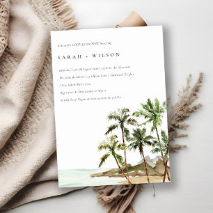 Invitation Palmiers Tropicaux Plage Sable Couples Douche