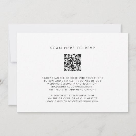 Invitation Palmiers tropicaux QR Code Destination Mariage (Dos)
